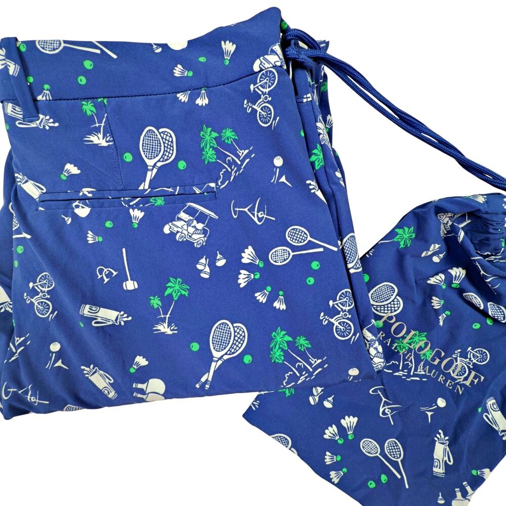 Polo Golf Ralph Lauren Performance Tailored Pants Blue Sports Print w/BAG 33x31